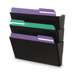 Wall File Pockets, 3 Sections, Letter Size,13" x 4.13" x 14.5", Black, 3/Pack
