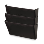 Wall File Pockets, 3 Sections, Letter Size,13" x 4.13" x 14.5", Black, 3/Pack