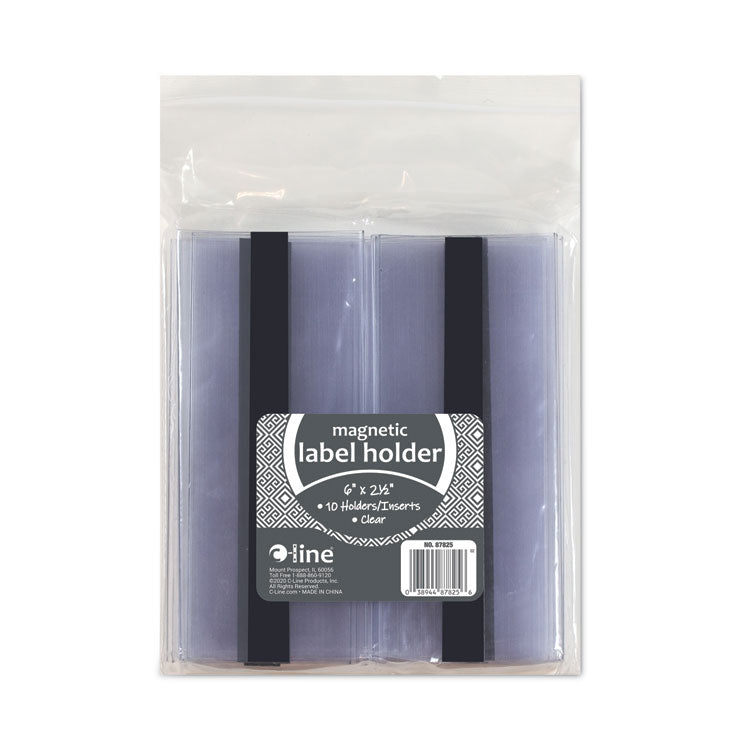 Clear Magnetic Label Holders, Side Load, 6 x 2.5, 10/Pack