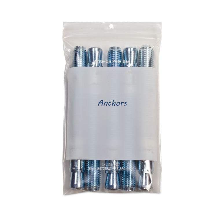 Write-On Poly Bags, 2 Mil, 5" X 8", Clear, 1,000/carton