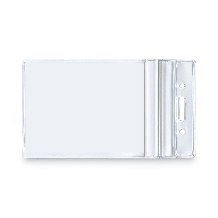 Resealable ID Badge Holders, Vertical Orientation, Transparent Frost 2.68" x 5" Holder, 2.38" x 3.75" Insert, 50/Pack