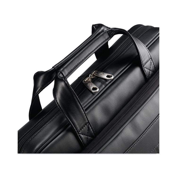 Leather Slim Brief, Fits Devices Up to 15.6", Genuine Leather, 15.75 x 2.5 x 11.75, Black