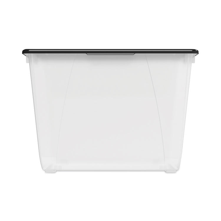 Storage Tote, 16 Gal, 22.7" X 18.25" X 12.86", Clear/black