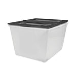 Storage Tote, 16 Gal, 22.7" X 18.25" X 12.86", Clear/black