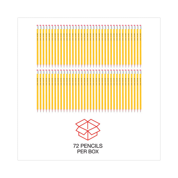 #2 Pre-Sharpened Woodcase Pencil, Hb (#2), Black Lead, Yellow Barrel, 72/pack