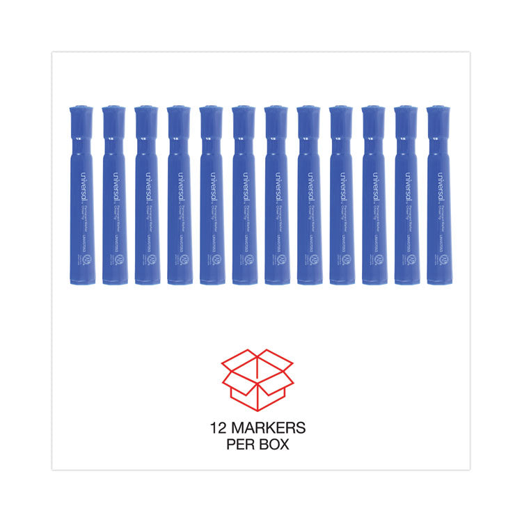 Chisel Tip Permanent Marker, Broad Chisel Tip, Blue, Dozen