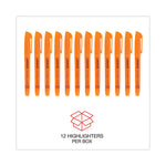 Pocket Highlighters, Fluorescent Orange Ink, Chisel Tip, Orange Barrel, Dozen