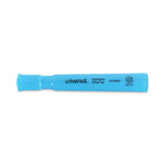 Desk Highlighters, Fluorescent Blue Ink, Chisel Tip, Blue Barrel, Dozen