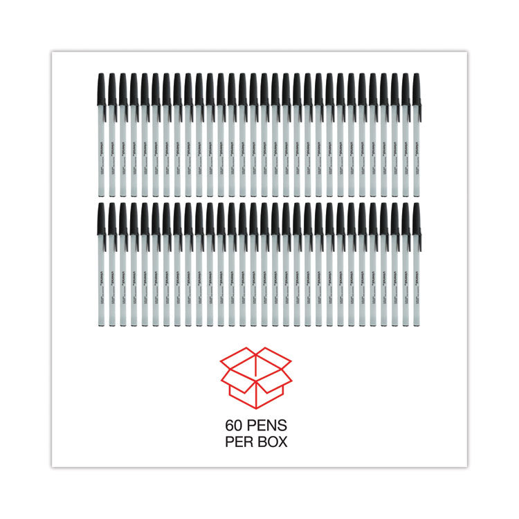 Ballpoint Pen Value Pack, Stick, Medium 1 mm, Black Ink, Gray/Black Barrel, 60/Pack