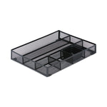 Metal Mesh Drawer Organizer, Six Compartments, 15 X 11.88 X 2.5, Black