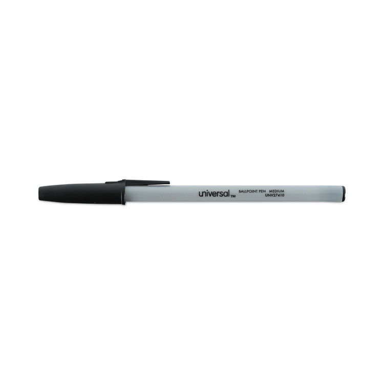 Ballpoint Pen, Stick, Medium 1 mm, Black Ink, Gray/Black Barrel, Dozen