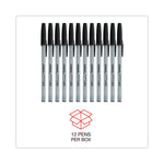 Ballpoint Pen, Stick, Medium 1 mm, Black Ink, Gray/Black Barrel, Dozen