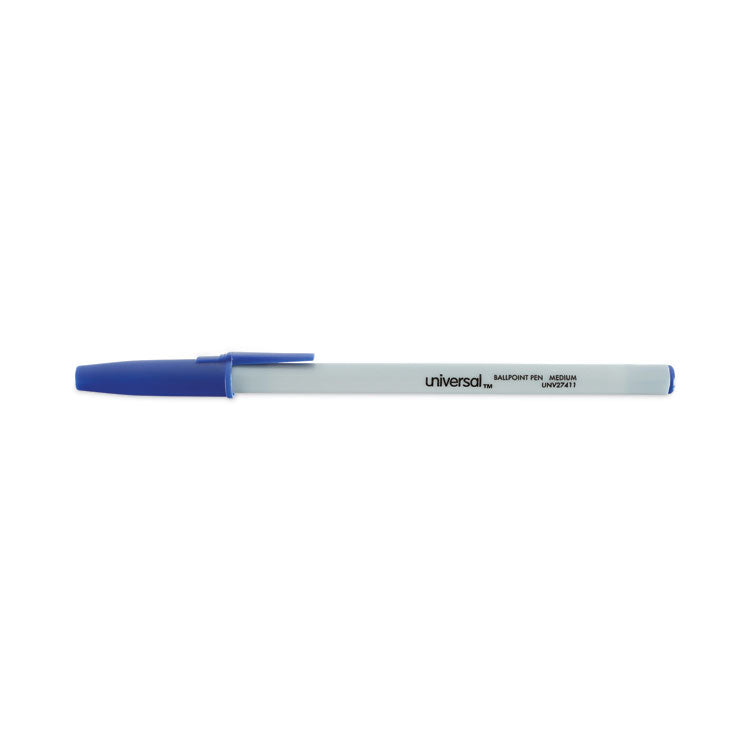 Ballpoint Pen, Stick, Medium 1 mm, Blue Ink, Gray/Blue Barrel, Dozen