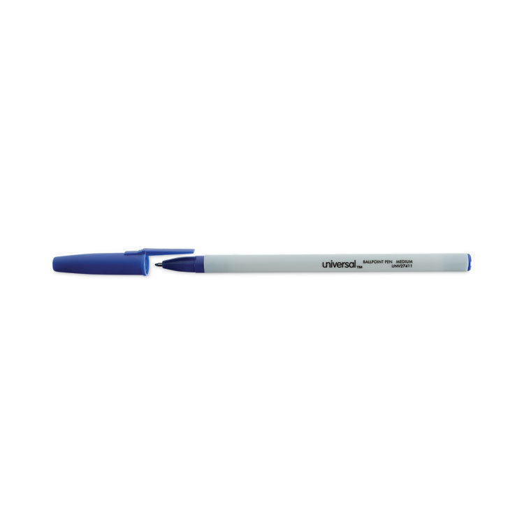 Ballpoint Pen, Stick, Medium 1 mm, Blue Ink, Gray/Blue Barrel, Dozen