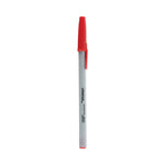 Ballpoint Pen, Stick, Medium 1 mm, Red Ink, Gray/Red Barrel, Dozen