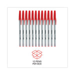 Ballpoint Pen, Stick, Medium 1 mm, Red Ink, Gray/Red Barrel, Dozen