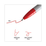 Ballpoint Pen, Stick, Medium 1 mm, Red Ink, Gray/Red Barrel, Dozen