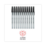 Ballpoint Pen, Stick, Fine 0.7 mm, Black Ink, Gray/Black Barrel, Dozen