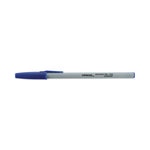 Ballpoint Pen, Stick, Fine 0.7 mm, Blue Ink, Gray/Blue Barrel, Dozen