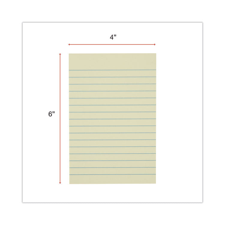 Recycled Self-Stick Note Pads, Note Ruled, 4" x 6", Yellow, 100 Sheets/Pad, 12 Pads/Pack