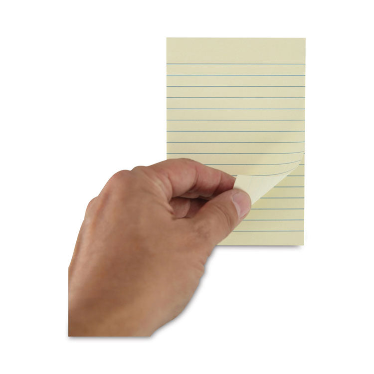 Recycled Self-Stick Note Pads, Note Ruled, 4" x 6", Yellow, 100 Sheets/Pad, 12 Pads/Pack