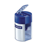Cylinder Handheld Pencil Sharpener, Two-Hole, 1.63 X 2.25, Blue/silver