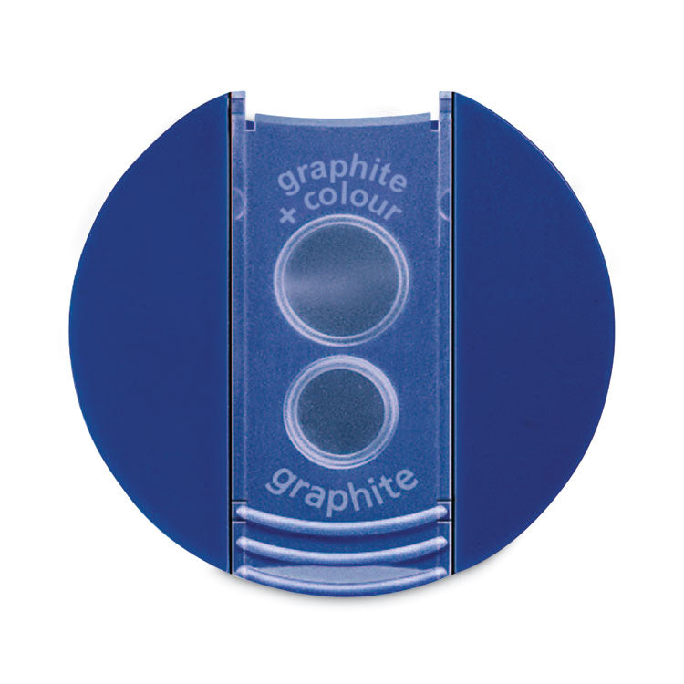 Cylinder Handheld Pencil Sharpener, Two-Hole, 1.63 X 2.25, Blue/silver