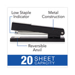 Light-Duty Full Strip Standard Stapler, 20-Sheet Capacity, Black