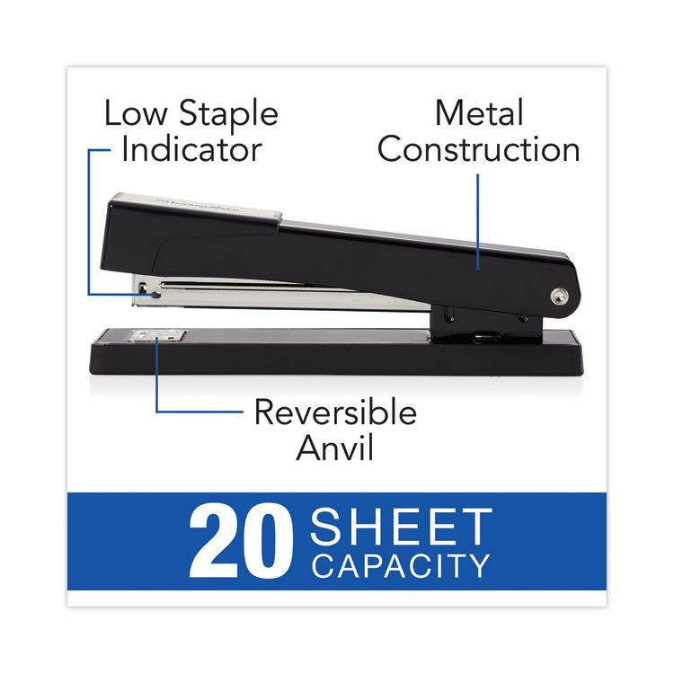 Light-Duty Full Strip Standard Stapler, 20-Sheet Capacity, Black