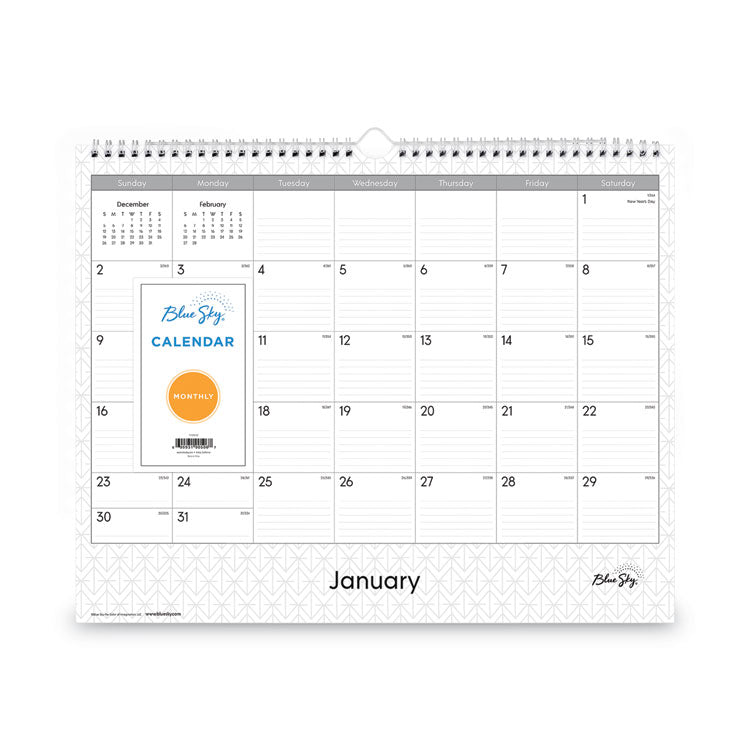 Enterprise Wall Calendar, Geometric Artwork, 15 x 12, White/Gray Sheets, 12-Month (Jan to Dec): 2025