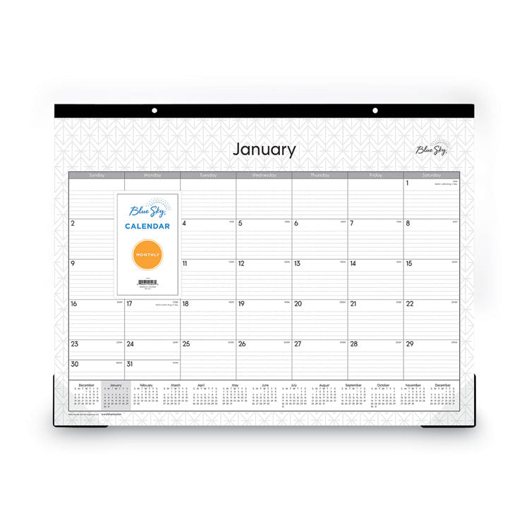 Enterprise Desk Pad, Geometric Artwork, 22 x 17, White/Gray Sheets, Black Binding, Clear Corners, 12-Month (Jan to Dec): 2025