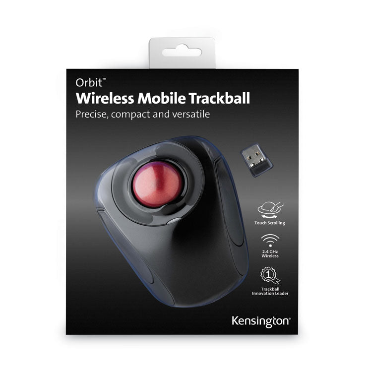 Orbit Wireless Mobile Trackball, 2.4 Ghz Frequency/30 Ft Wireless Range, Left/right Hand Use, Black/red