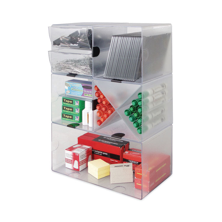 Stackable Cube Organizer, Double Cube, Plastic, 12 x 6 x 6, Clear