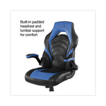 Vortex Bonded Leather Gaming Chair, Supports Up to 301 lbs, 17.9" to 21.6" Seat Height, Blue/Black, Black Base