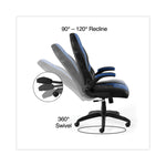 Vortex Bonded Leather Gaming Chair, Supports Up to 301 lbs, 17.9" to 21.6" Seat Height, Blue/Black, Black Base