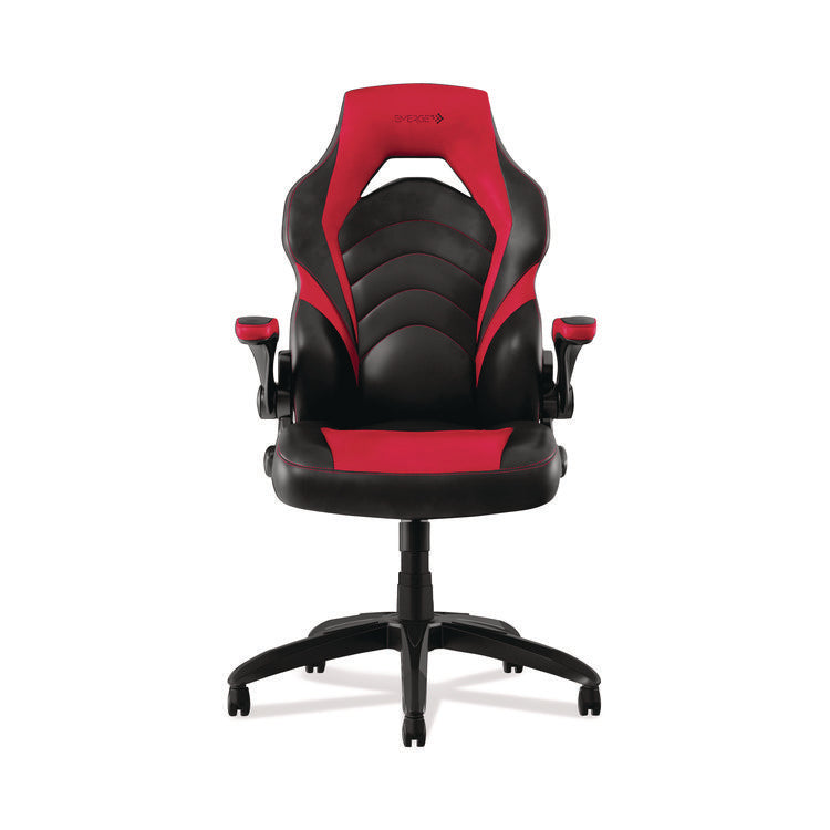 Vortex Bonded Leather Gaming Chair, Supports Up to 301 lbs, 17.9" to 21.6" Seat Height, Red/Black Back, Black Base