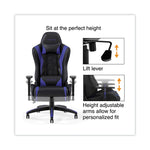 Vartan Bonded Leather Gaming Chair, Supports Up to 275 lbs, Blue/Black Seat, Blue/Black Back, Black Base