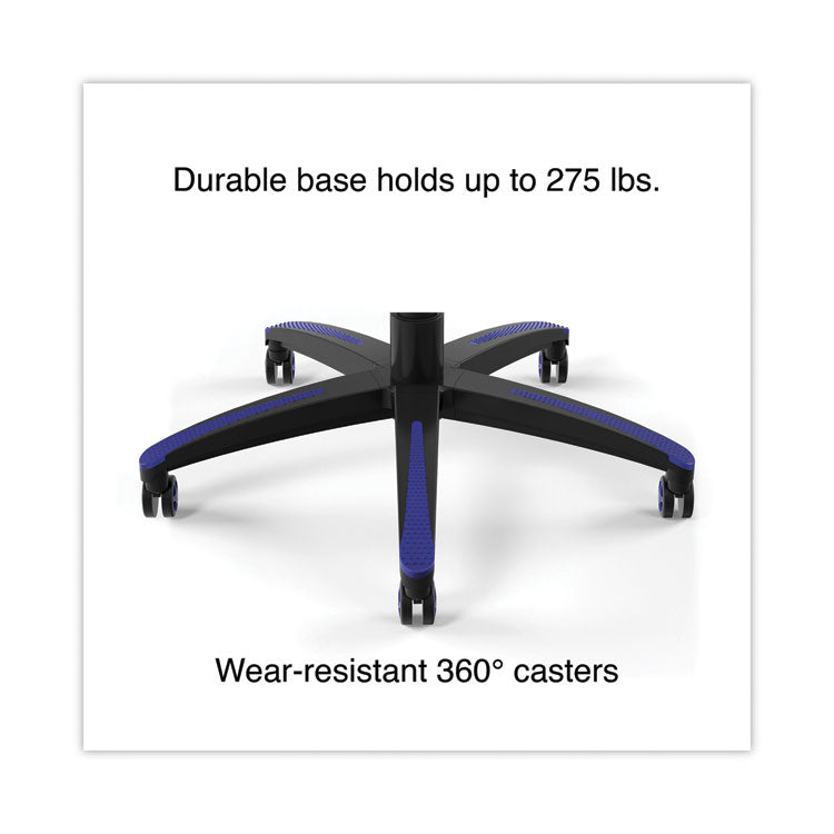 Vartan Bonded Leather Gaming Chair, Supports Up to 275 lbs, Blue/Black Seat, Blue/Black Back, Black Base