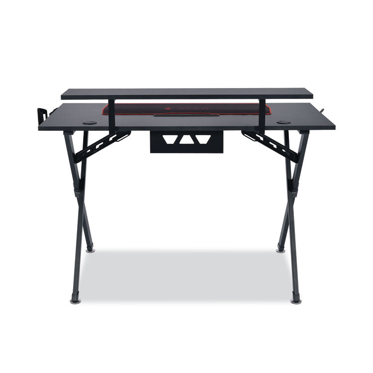 Vizon Gaming Desk with Raised Monitor Platform and Six-Color LED Lighting Strip, 47.2" x 26.6" x 35", Black