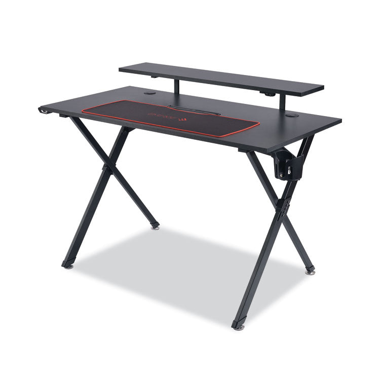 Vizon Gaming Desk with Raised Monitor Platform and Six-Color LED Lighting Strip, 47.2" x 26.6" x 35", Black