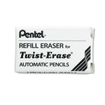 Eraser Refills For Pentel Side Fx And Twist-Erase Pencils, Cylindrical Rod, White, 3/tube