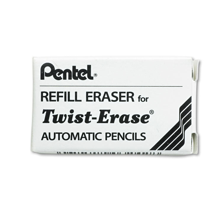 Eraser Refills For Pentel Side Fx And Twist-Erase Pencils, Cylindrical Rod, White, 3/tube