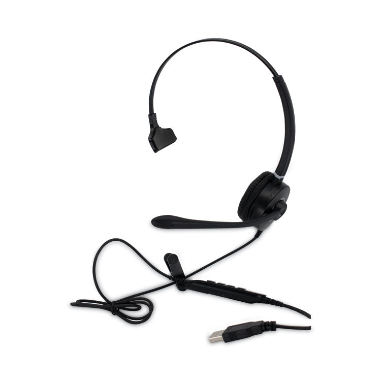 HS-WD-USB-1 Monaural Over The Head Headset, Black