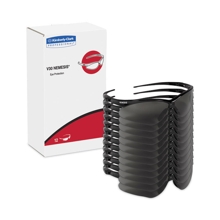V30 Nemesis Safety Glasses, Black Frame, Smoke Anti-Fog Lens