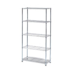 Residential Wire Shelving, Five-Shelf, 36w X 14d X 72h, Silver