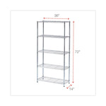 Residential Wire Shelving, Five-Shelf, 36w X 14d X 72h, Silver