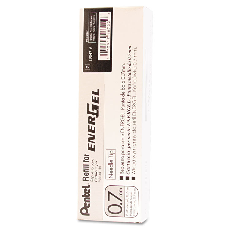 Refill For Pentel Energel Retractable Liquid Gel Pens, Medium Needle Tip, Black Ink