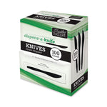 Dispens-a-Knife, Individually Wrapped, Mediumweight Knife, Plastic, Black, 100/Box