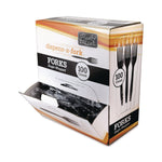 Dispens-a-Fork, Individually Wrapped, Mediumweight Fork, Plastic, Black, 100/Box