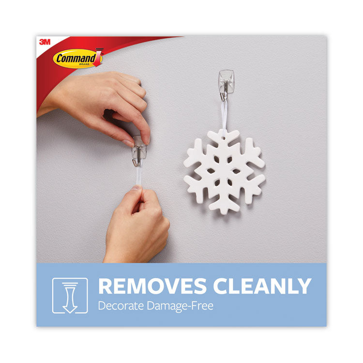 Small Wire Hooks, Small, Plastic/Metal, Clear, 0.5 lb Capacity, Clear, 15 Hooks and 20 Strips/Pack